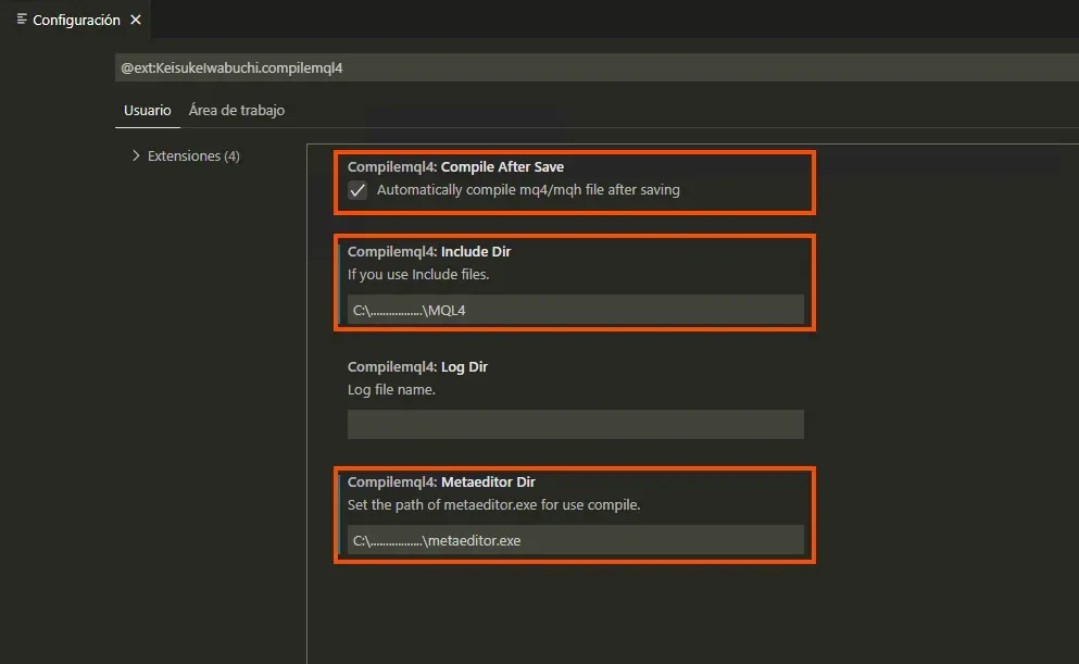 Los puntos (………) son ilustrativos para mostrar la parte final de las rutas