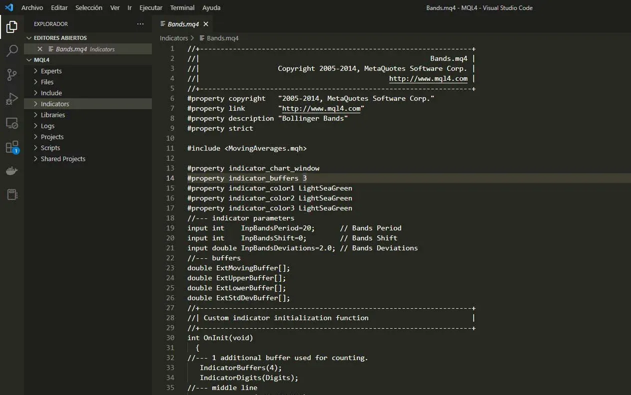 VSCode no reconoce el código MQL4